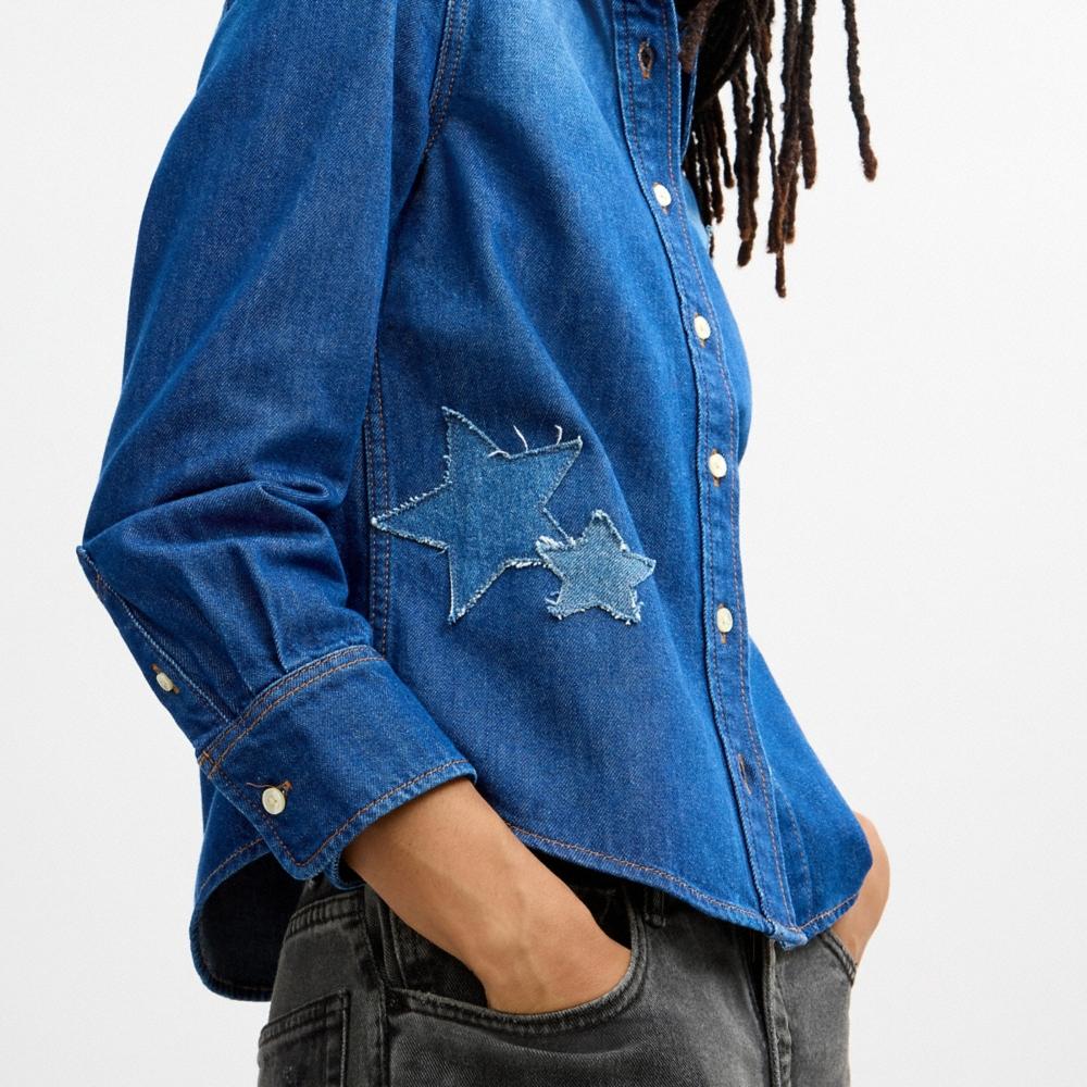 Coach Motif Denim Shirt In Organic Cotton - Preorder