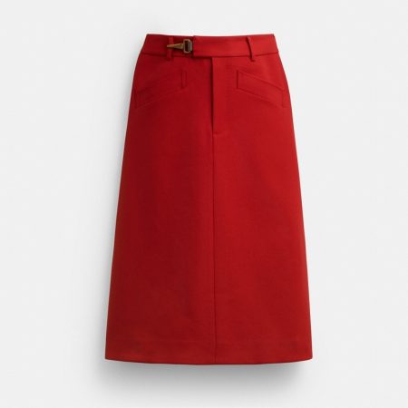 Coach Solid A-Line Skirt - Preorder — Red