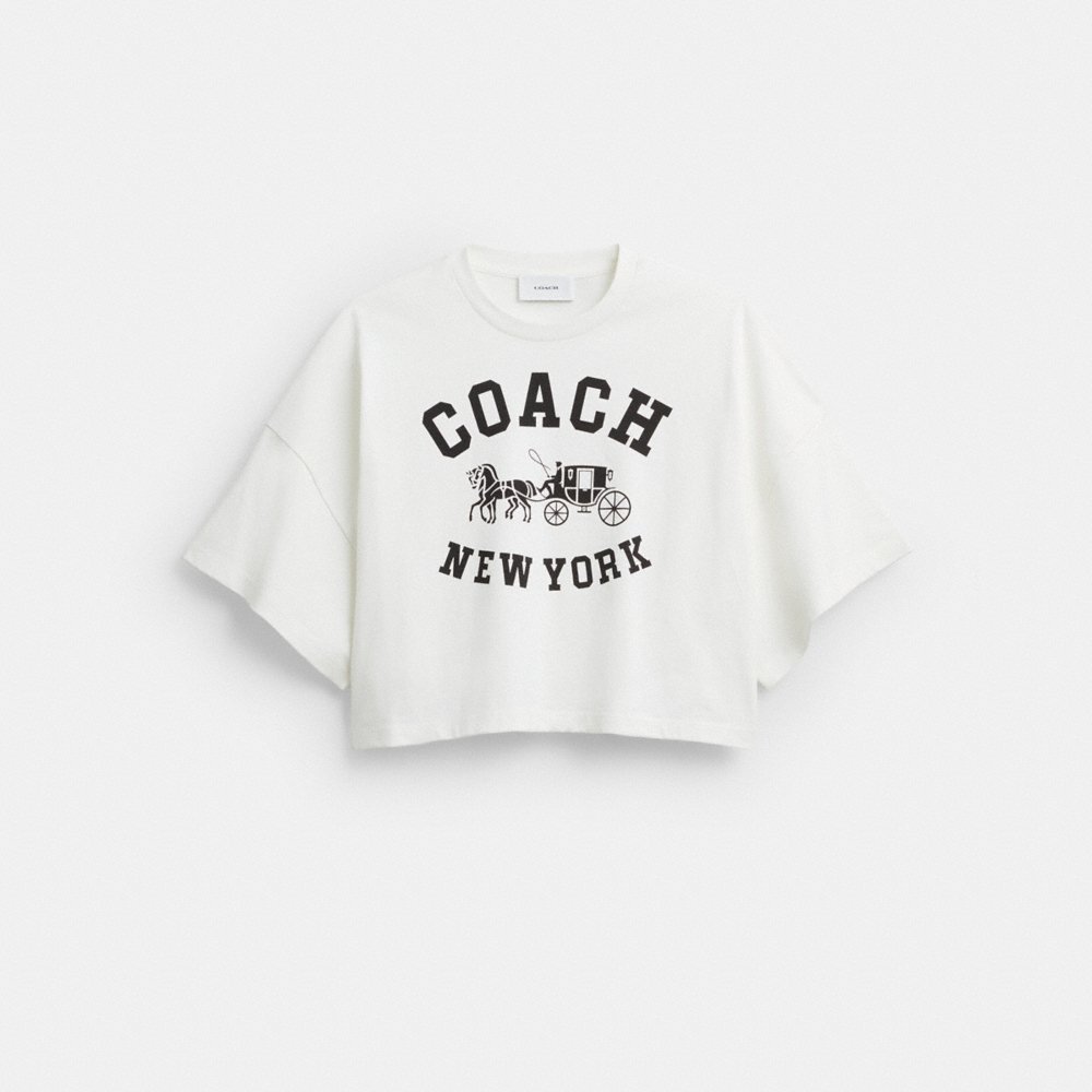 Coach Short Sleeve Wide Cropped Crewneck T-Shirt In Organic Cotton - Preorder
