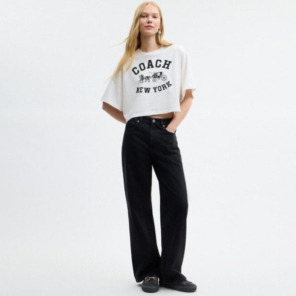 Coach Short Sleeve Wide Cropped Crewneck T-Shirt In Organic Cotton - Preorder