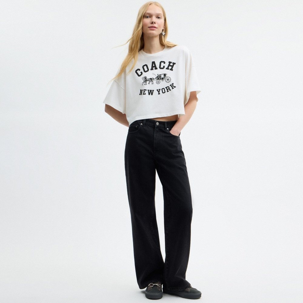 Coach Short Sleeve Wide Cropped Crewneck T-Shirt In Organic Cotton - Preorder