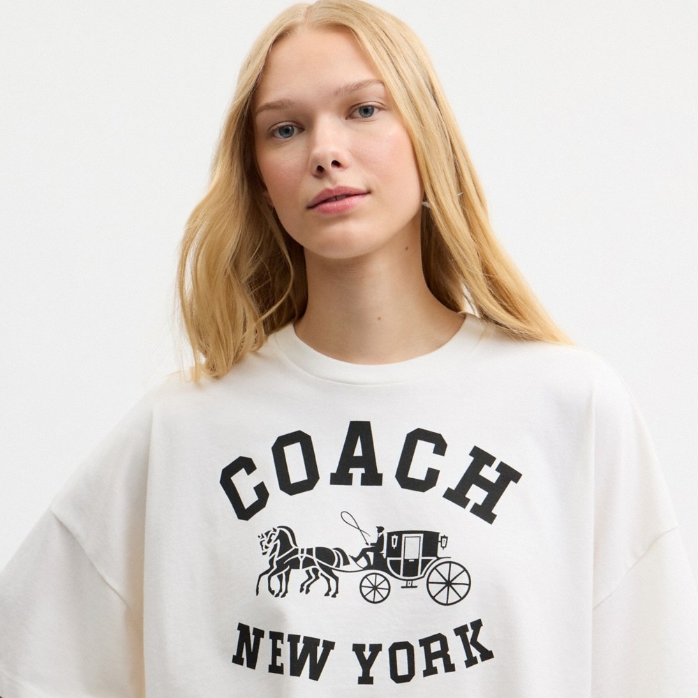 Coach Short Sleeve Wide Cropped Crewneck T-Shirt In Organic Cotton - Preorder