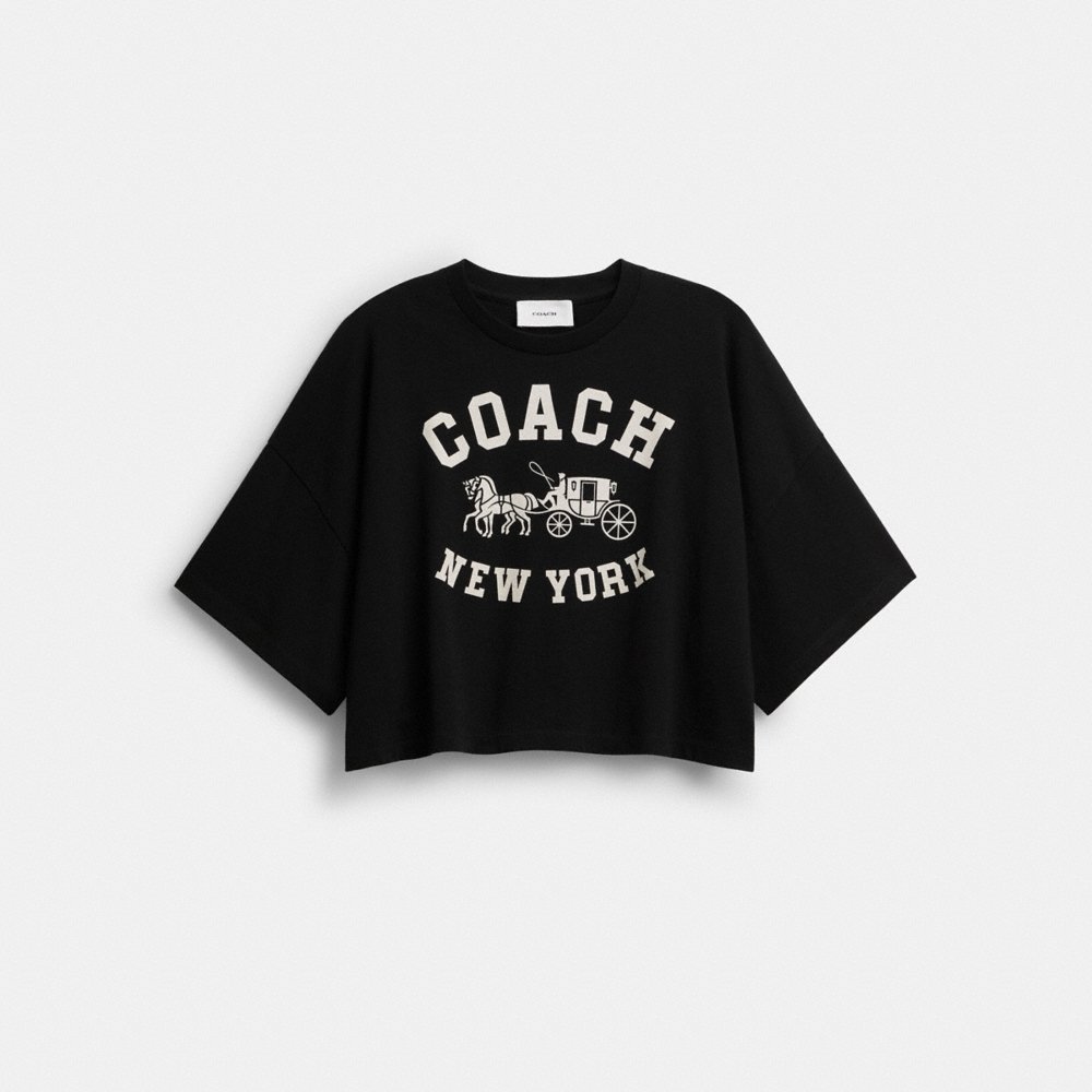 Coach Short Sleeve Wide Cropped Crewneck T-Shirt In Organic Cotton - Preorder
