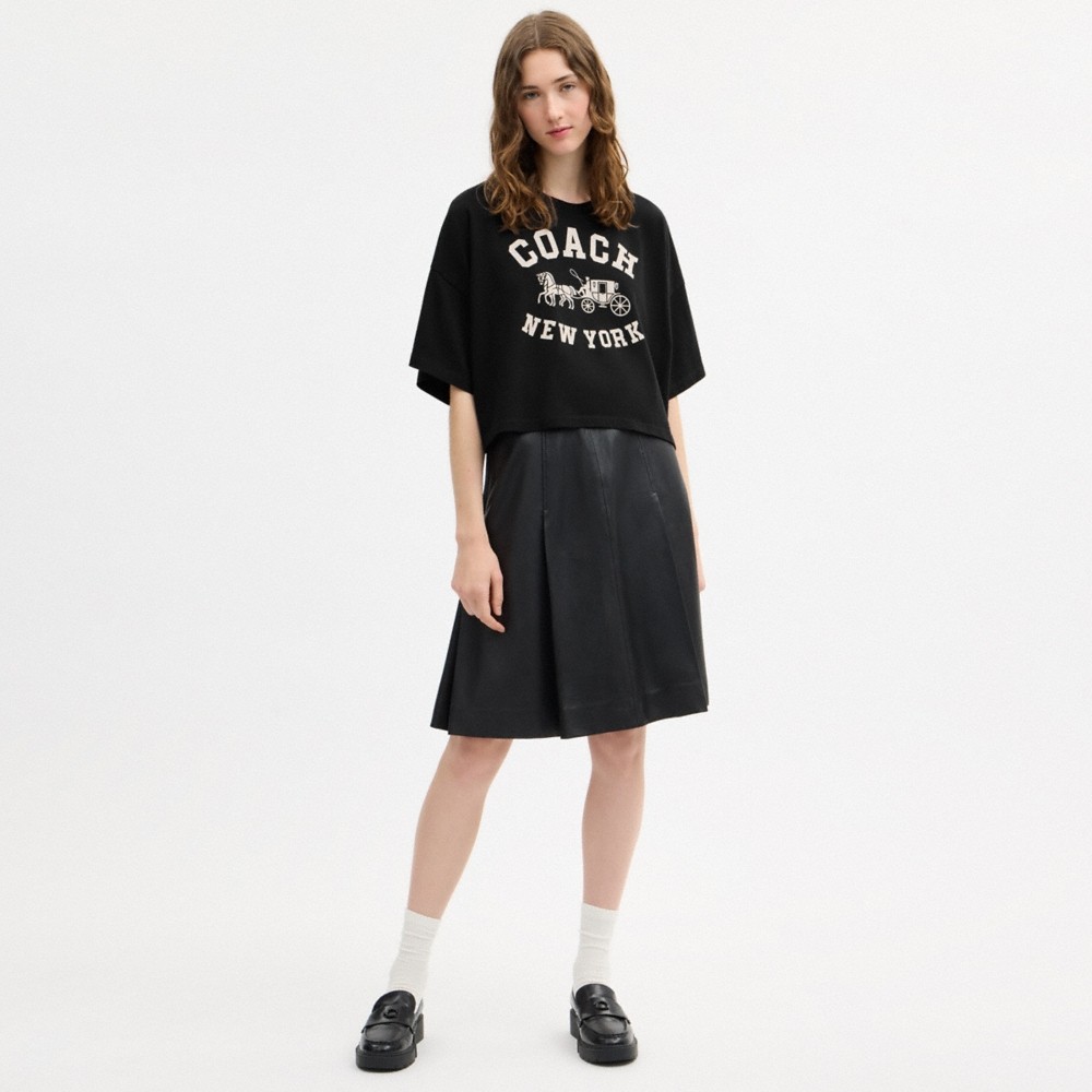 Coach Short Sleeve Wide Cropped Crewneck T-Shirt In Organic Cotton - Preorder