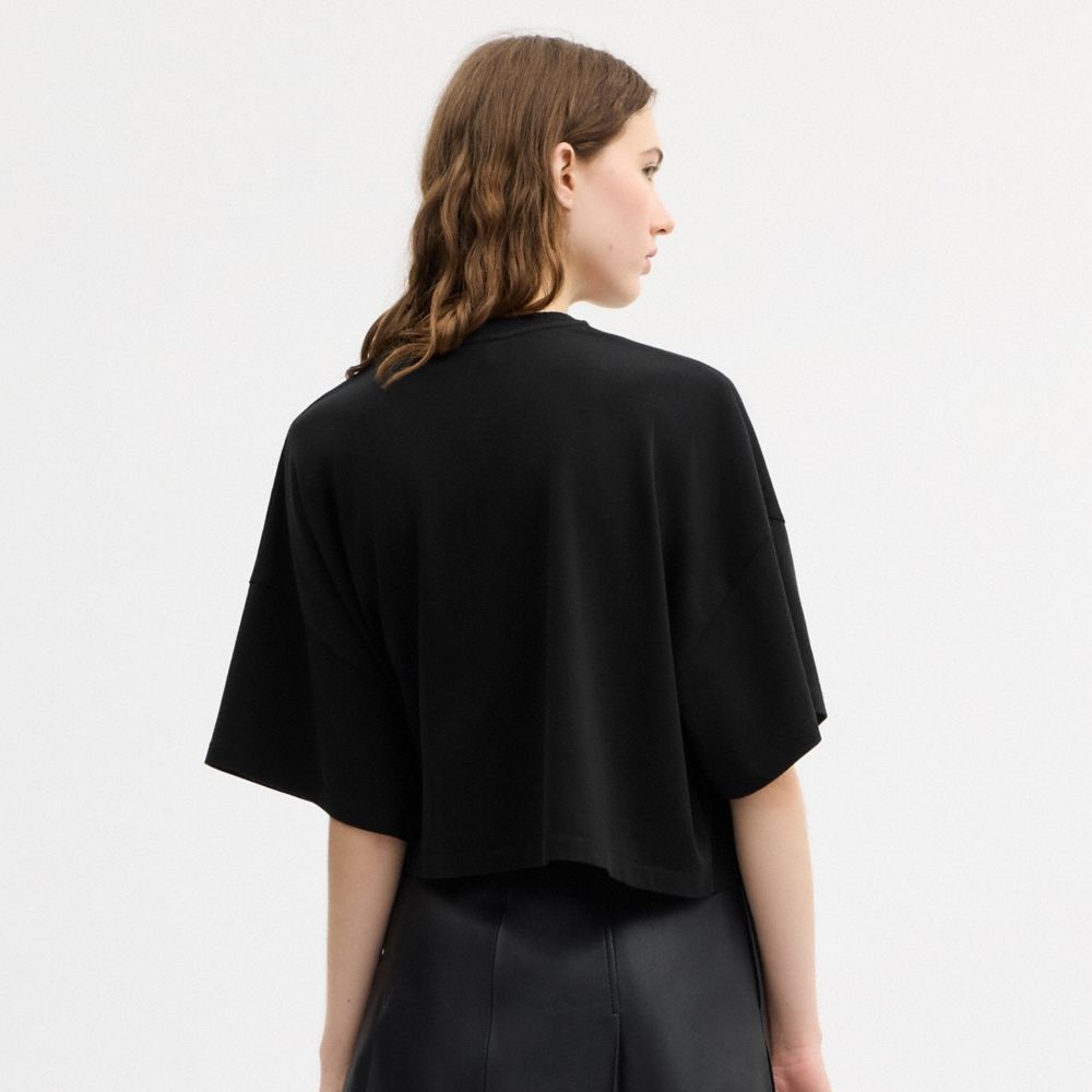 Coach Short Sleeve Wide Cropped Crewneck T-Shirt In Organic Cotton - Preorder