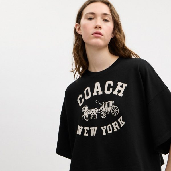 Coach Short Sleeve Wide Cropped Crewneck T-Shirt In Organic Cotton - Preorder