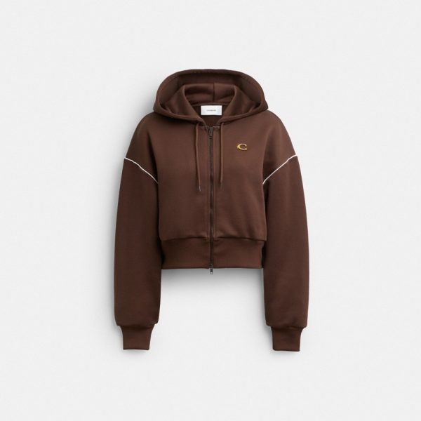 Coach Heritage Long Sleeve Cropped Sport Full Zip Hoodie - Preorder