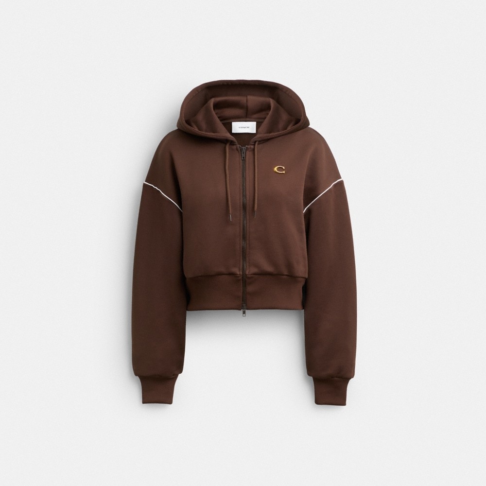 Coach Heritage Long Sleeve Cropped Sport Full Zip Hoodie - Preorder