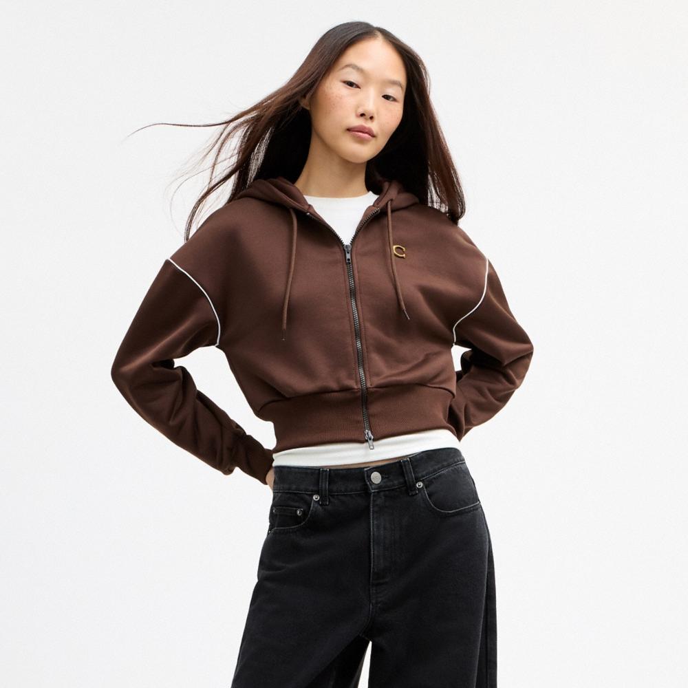 Coach Heritage Long Sleeve Cropped Sport Full Zip Hoodie - Preorder