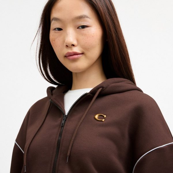 Coach Heritage Long Sleeve Cropped Sport Full Zip Hoodie - Preorder