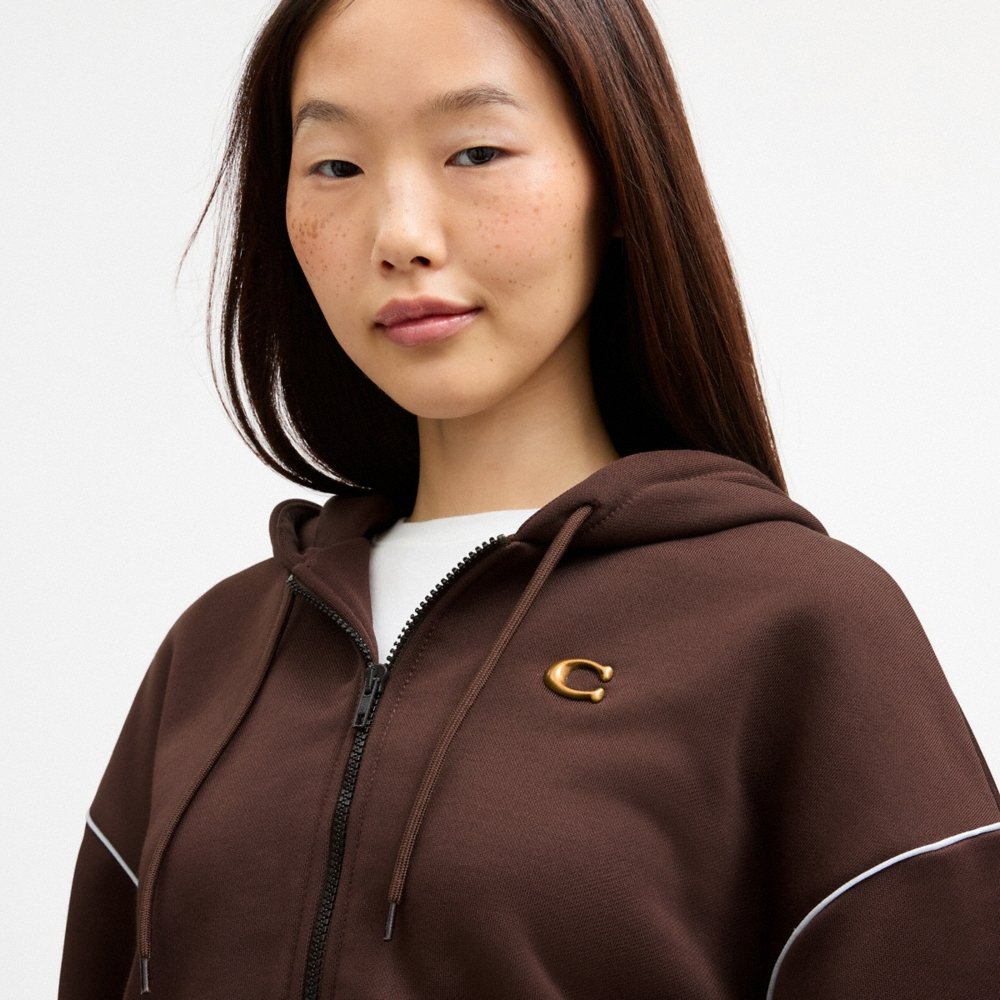 Coach Heritage Long Sleeve Cropped Sport Full Zip Hoodie - Preorder