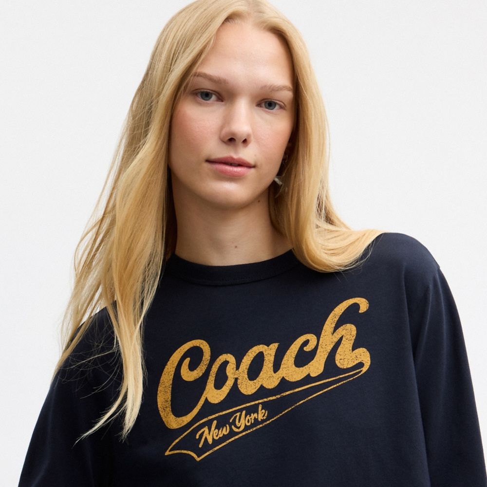 Coach Sporty Script Long Sleeve Shirt In Organic Cotton - Preorder