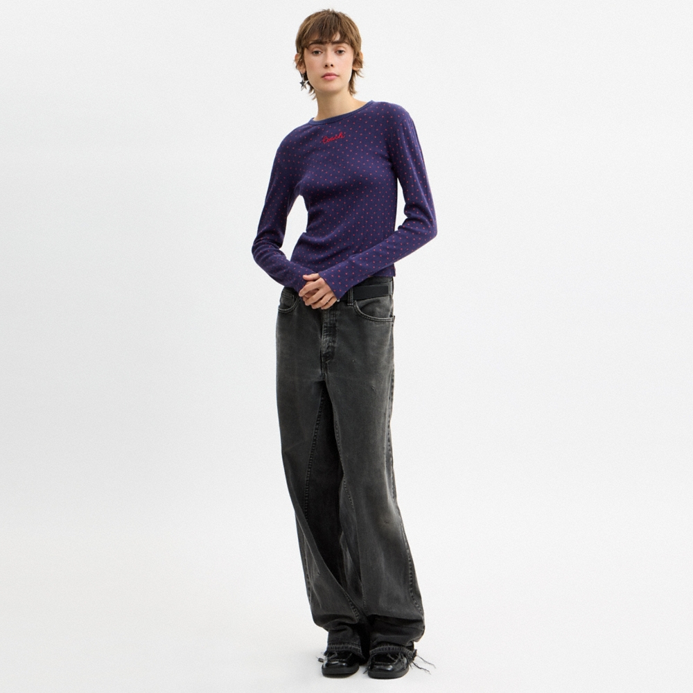 Coach Long Sleeve Fitted Crewneck T-Shirt In Organic Cotton - Preorder