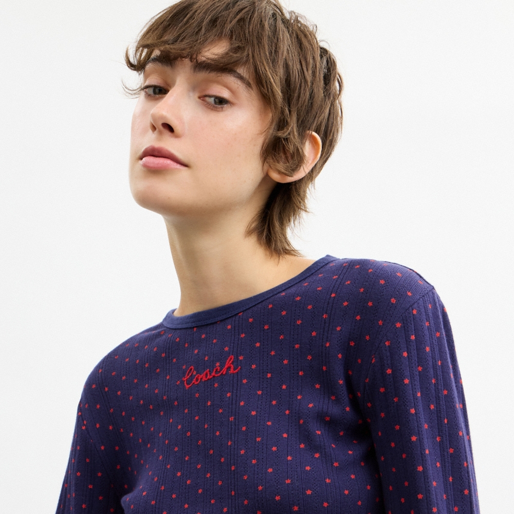 Coach Long Sleeve Fitted Crewneck T-Shirt In Organic Cotton - Preorder