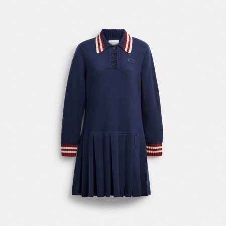 Coach Sporty Heritage Pleat Dress - Preorder — Navy