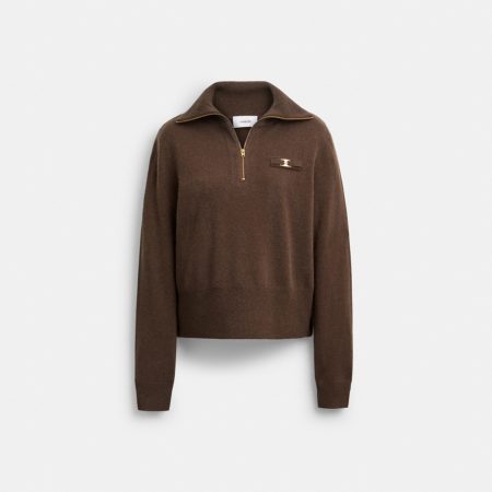 Coach Heritage Hardware Half Zip Top - Preorder — Brown