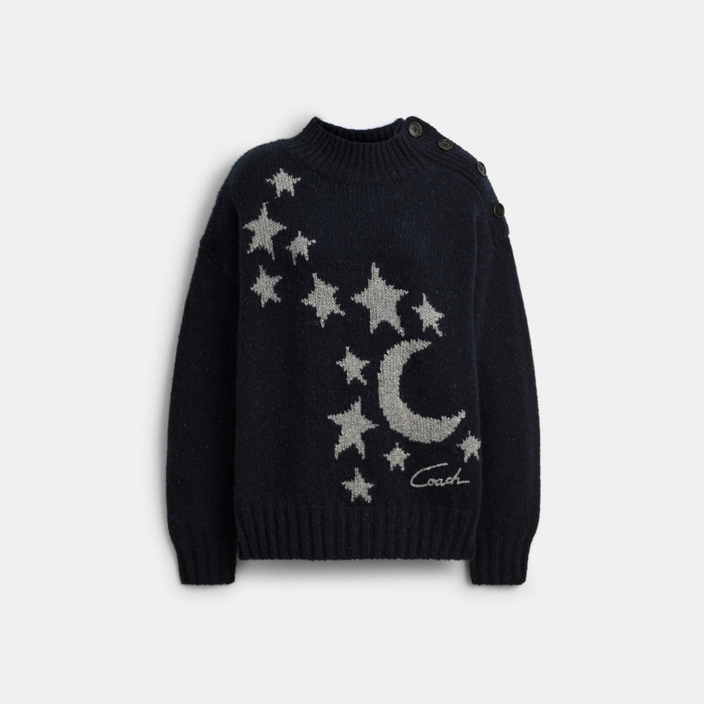 Coach Stars And Moon Intarsia Crewneck Sweater - Preorder