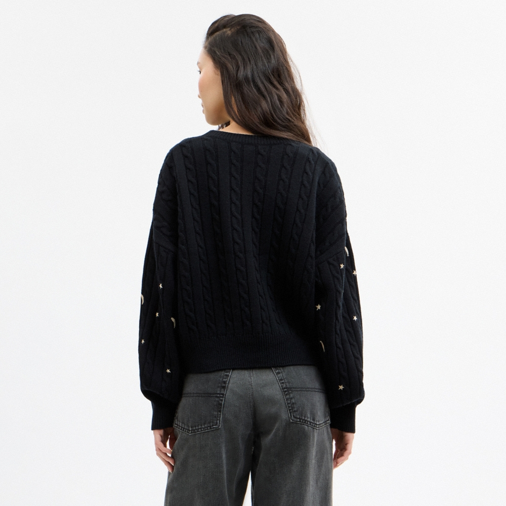 Coach Moon and Stars Cable Crewneck Sweater - Preorder