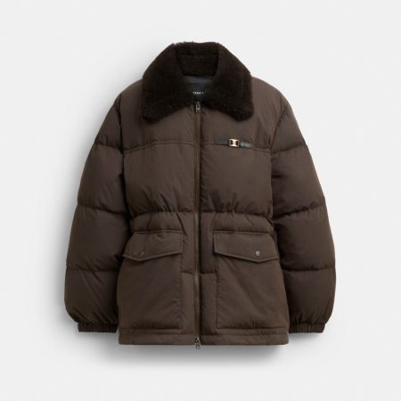 Coach Mid Length Puffer - Preorder — Brown
