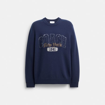 Coach Outlet Twisted Heritage Sweater - Preorder — Navy