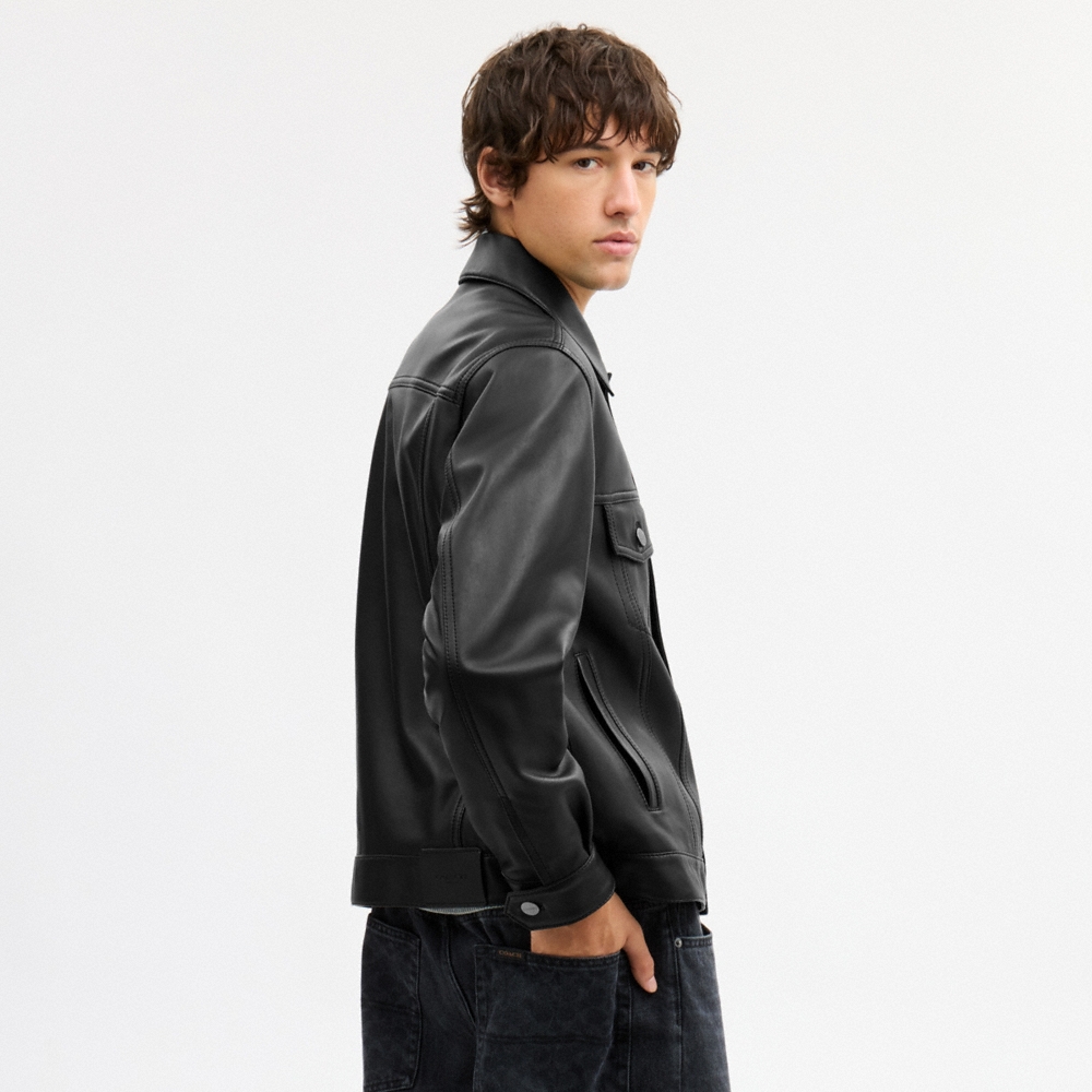 Coach Outlet Leather Trucker Jacket - Preorder