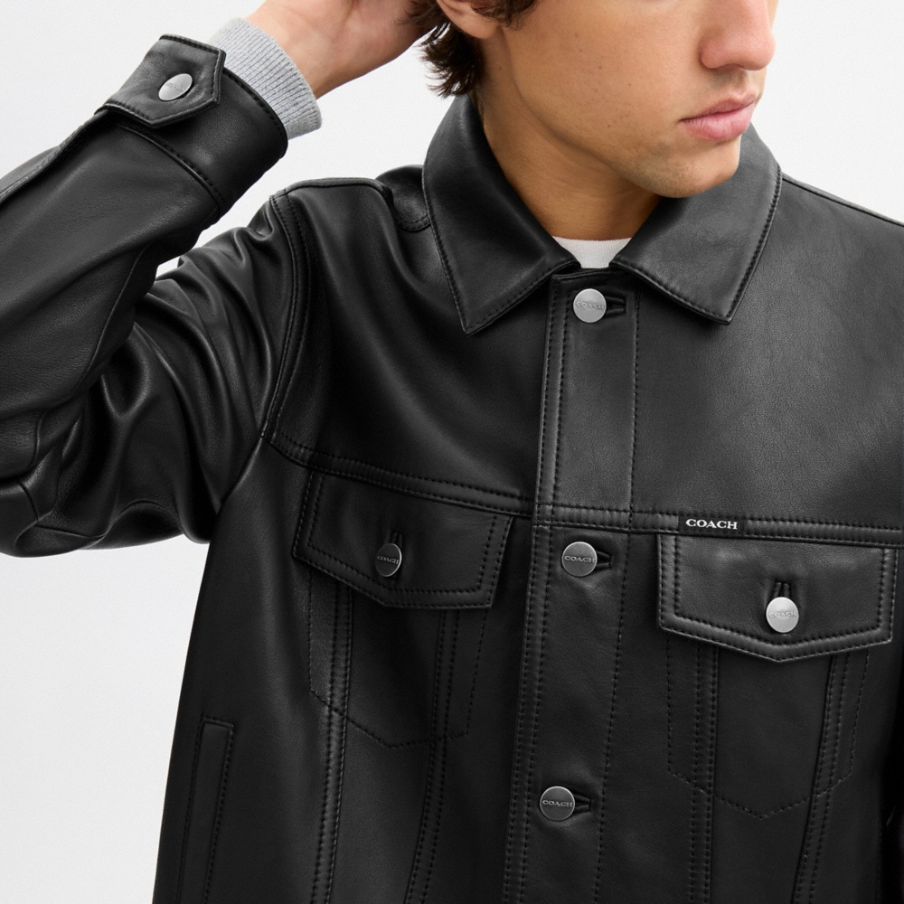 Coach Outlet Leather Trucker Jacket - Preorder