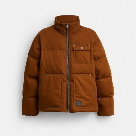 Coach Outlet Canvas Down Jacket - Preorder — Brown