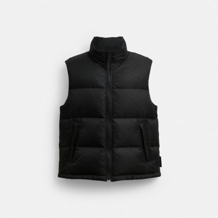 Coach Outlet Tonal Signature Down Vest - Preorder — Black