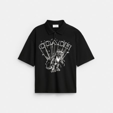 Coach Outlet T-Rex Boxy Polo - Preorder — Garment Dye Black