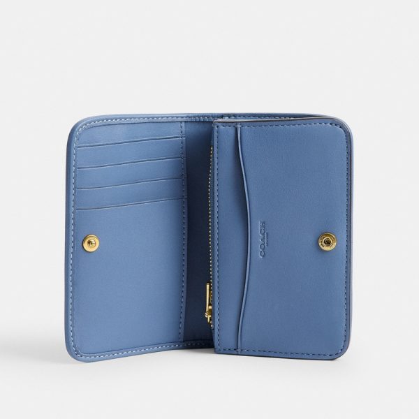 Coach Essential Slim Card Case In Regenerative Cotton Denim With Crystal Signature - Preorder