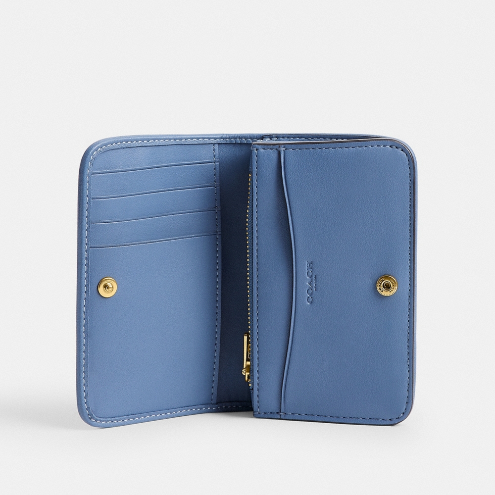 Coach Essential Slim Card Case In Regenerative Cotton Denim With Crystal Signature - Preorder