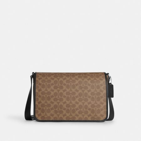 Coach Outlet Colby Messenger Bag 32 In Signature Canvas - Preorder — Silver/Tan Black