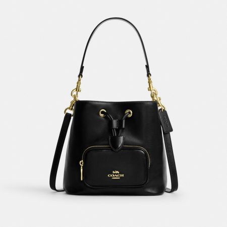 Coach Outlet Rowan Bucket Bag With Pocket - Preorder — Brass/Black