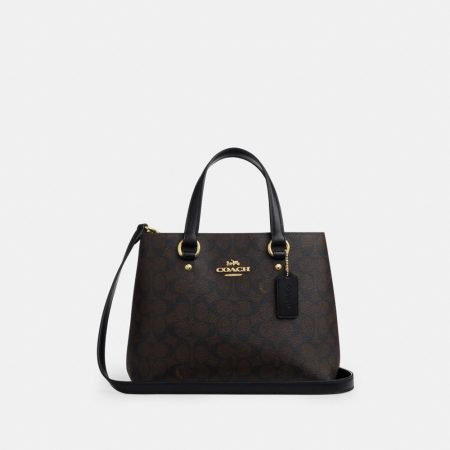 Coach Outlet Station Carryall Bag In Signature Canvas - Preorder — Brass/Walnut/Black