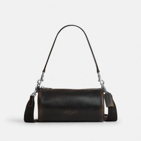 Coach Outlet Andre Barrel Bag 24 In Loved Leather - Preorder — Silver/Black Brown