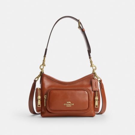 Coach Outlet Laurel Shoulder Bag 22 With Pockets - Preorder — Brass/Cinnamon