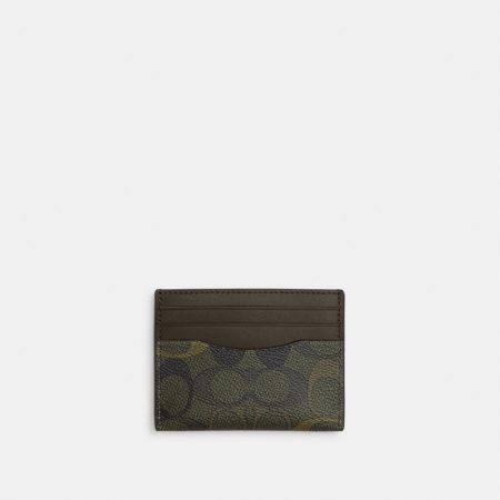Coach Outlet Slim Id Card Case In Signature Camo Print - Preorder — Green