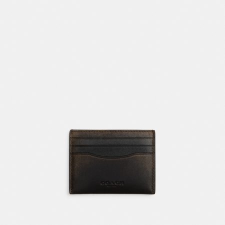 Coach Outlet Slim Id Card Case In Loved Leather - Preorder — Black Brown