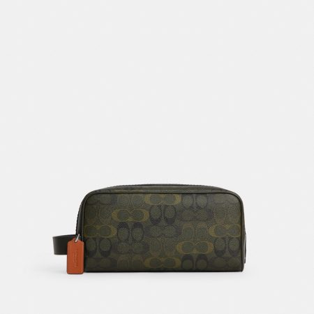 Coach Outlet Large Travel Kit In Signature Camo Print - Preorder — Silver/Green