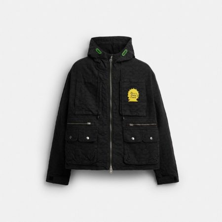 Coach Outlet Coach | Brain Dead Chore Jacket With Hood - Preorder — Black Signature