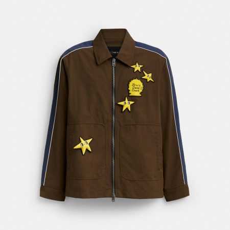 Coach Outlet Coach | Brain Dead Nylon Racer Jacket In Recycled Polyamide - Preorder — Brown