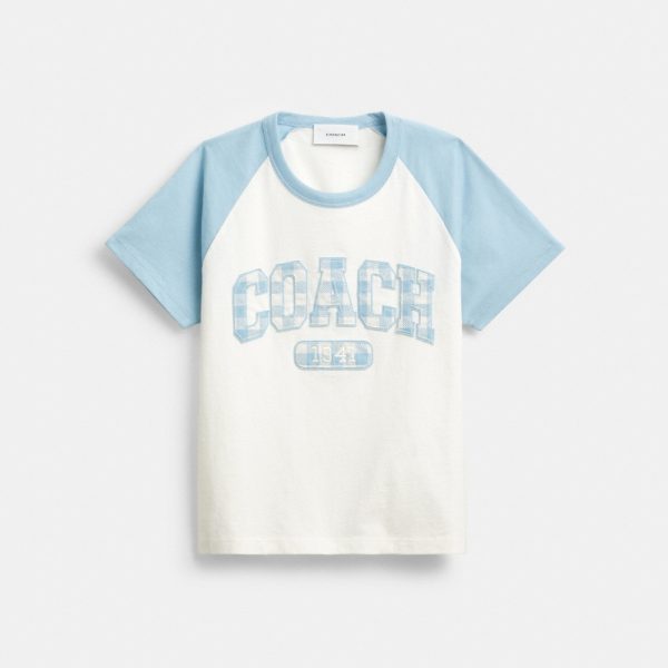 Coach Outlet Gingham Sporty Raglan T-Shirt In Organic Cotton - Preorder