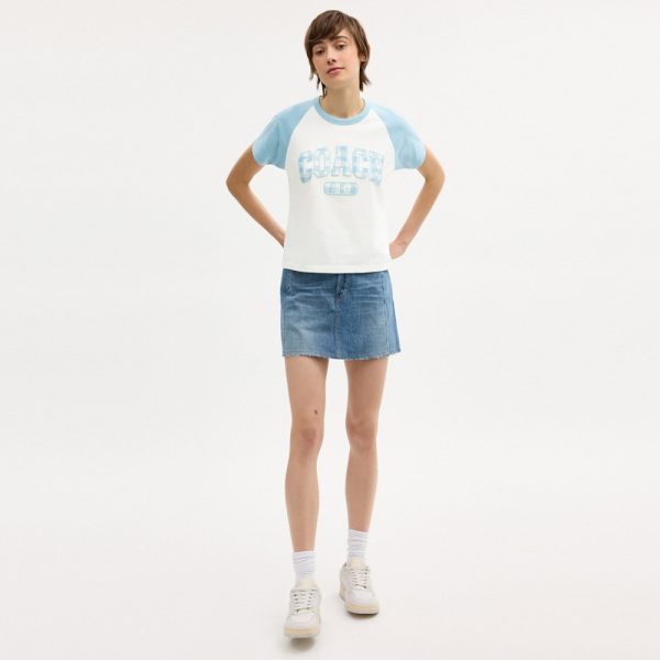 Coach Outlet Gingham Sporty Raglan T-Shirt In Organic Cotton - Preorder