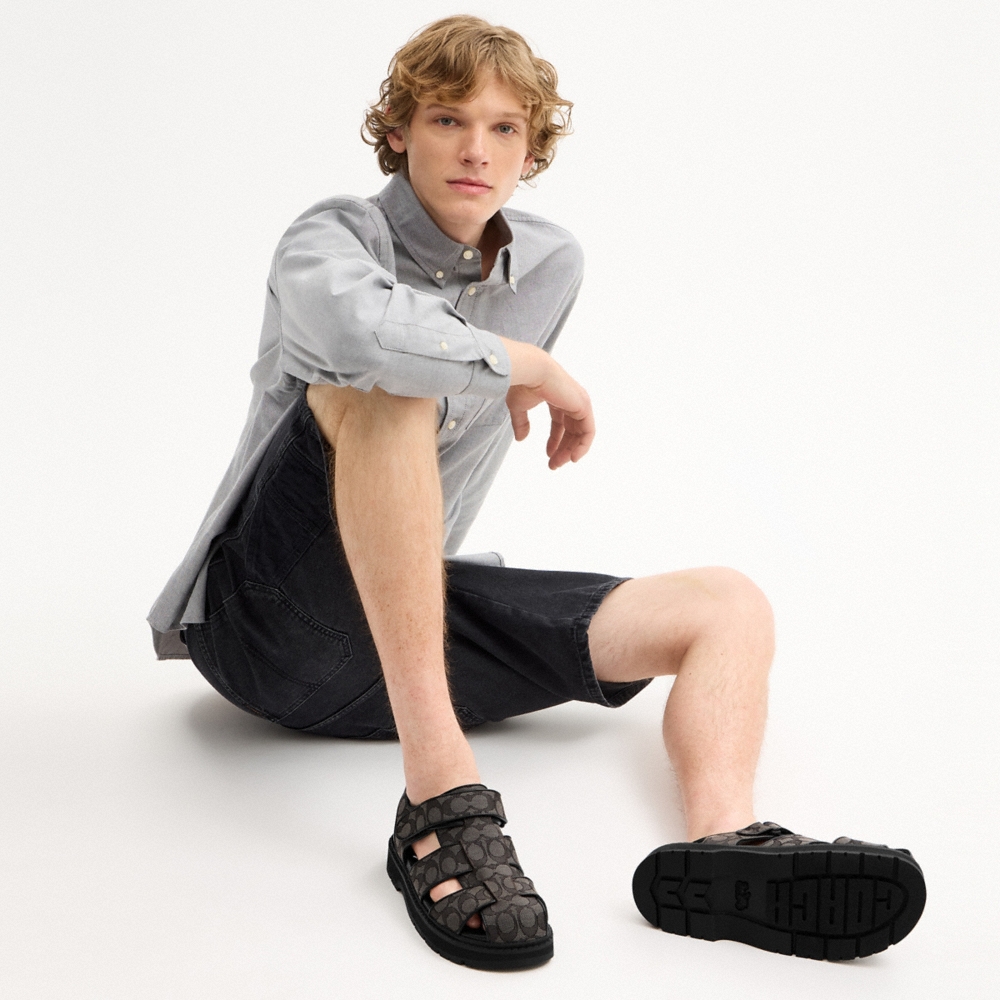 Coach Outlet Fisherman Sandal In Signature Jacquard - Preorder