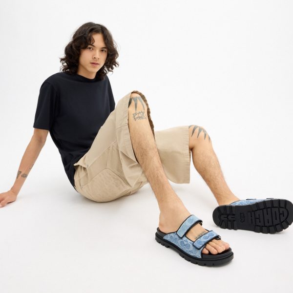 Coach Outlet Double Banded Sandal In Signature Denim - Preorder