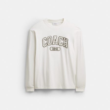 Coach Outlet Sporty Relaxed Long Sleeve T-Shirt In Organic Cotton - Preorder — Vintage Ivory