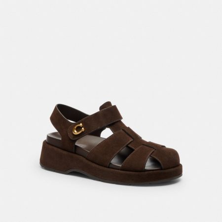 Coach Outlet Sculpted C Fisherman Sandal - Preorder — Chocolate Brown