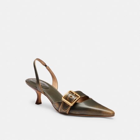 Coach Margot Slingback In Loved Leather - Preorder — Olive