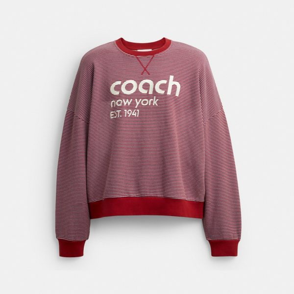 Coach Striped Crewneck Sweatshirt In Organic Cotton - Preorder