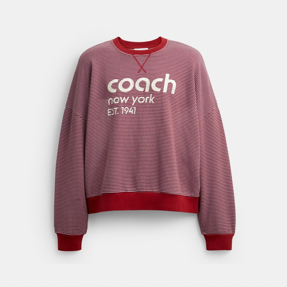 Coach Striped Crewneck Sweatshirt In Organic Cotton - Preorder